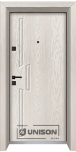 Входна врата Unison Optima, модел 4568p, Бяла мура